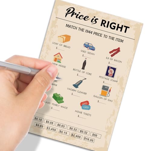 QUPT 80th Birthday Party Games, Price is Right Games, Birthday Party Supplies for Adults, Fun 1943s Party Game，Pack of 30 Cards - Image 4