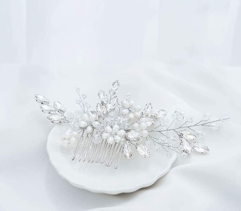 Bestshoot Hair Comb, Bridal Hair Accessories with Crystal Rhinestone, Alloy Wire, for Women, Girls, Bridal, Bridesmaid (Silver) - Image 2