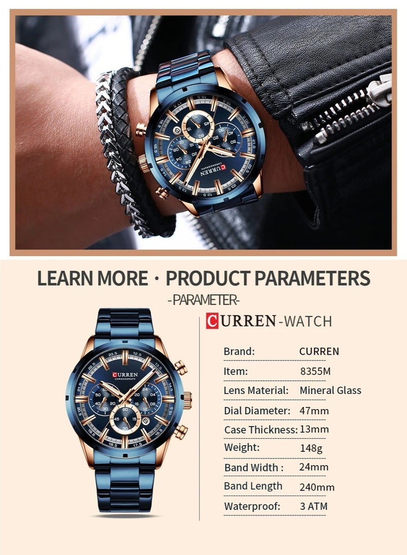 CURREN CURREN Hot Fashion Mens Watches Top Brand Luxury Wrist Watch Quartz Clock Watch Men Waterproof Chronograph  - Image 4