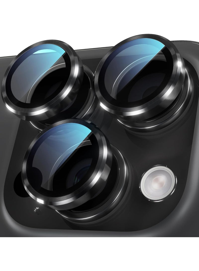 Camera Lens Protector, for iPhone 16 Pro/16 Pro Max Camera Lens Protector, Individual Metal Anti Scratch HD Clear Case Friendly Tempered Glass Camera Cover, 1 Set (Black) - Image 1