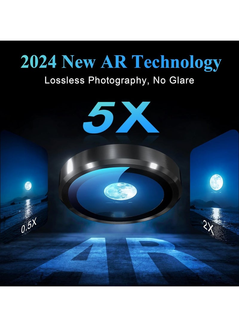 Camera Lens Protector, for iPhone 16 Pro/16 Pro Max Camera Lens Protector, Individual Metal Anti Scratch HD Clear Case Friendly Tempered Glass Camera Cover, 1 Set (Black) - Image 3