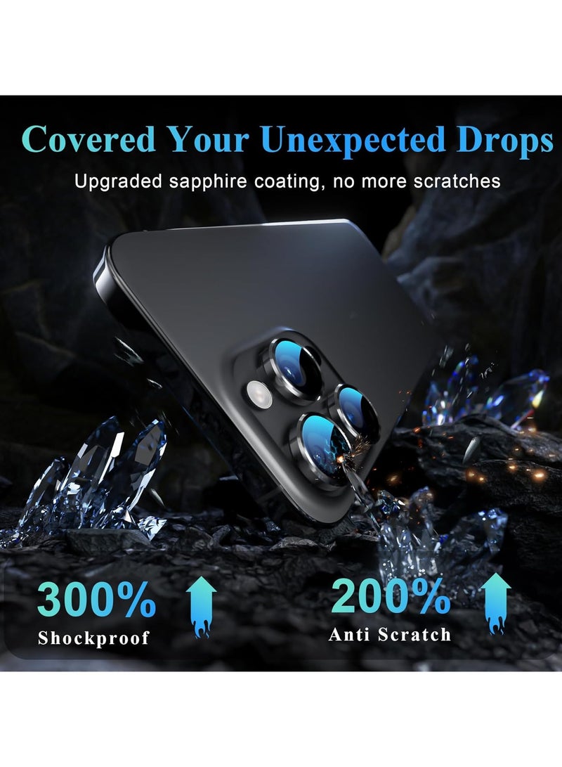 Camera Lens Protector, for iPhone 16 Pro/16 Pro Max Camera Lens Protector, Individual Metal Anti Scratch HD Clear Case Friendly Tempered Glass Camera Cover, 1 Set (Black) - Image 4