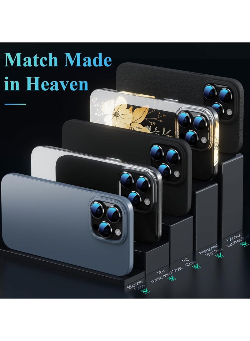 Camera Lens Protector, for iPhone 16 Pro/16 Pro Max Camera Lens Protector, Individual Metal Anti Scratch HD Clear Case Friendly Tempered Glass Camera Cover, 1 Set (Black) - Image 2