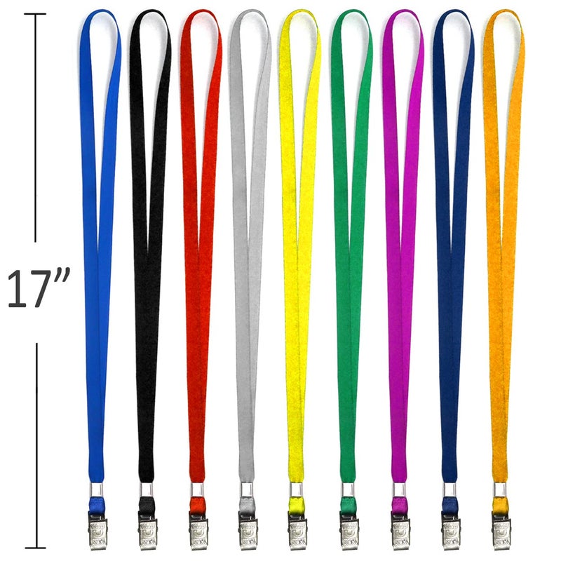 Beebel Black Lanyards 100 Pack Nylon Flat Badge Lanyard Bulldog Clip for Id Badge Name Tags - Image 2