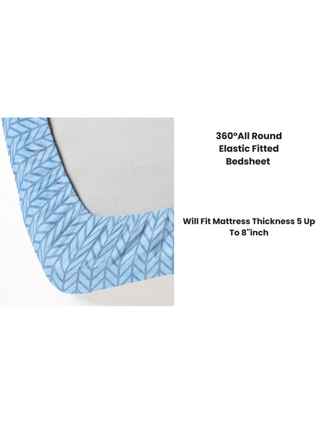 RD TREND Presents Luxurious Glace Cotton Super Soft 210 TC 360° Elastic Fitted Bedsheet King Size (78X72X8 Inch) with 2 Pillow Covers, Color-Blue,Pattern-Solid - Image 5