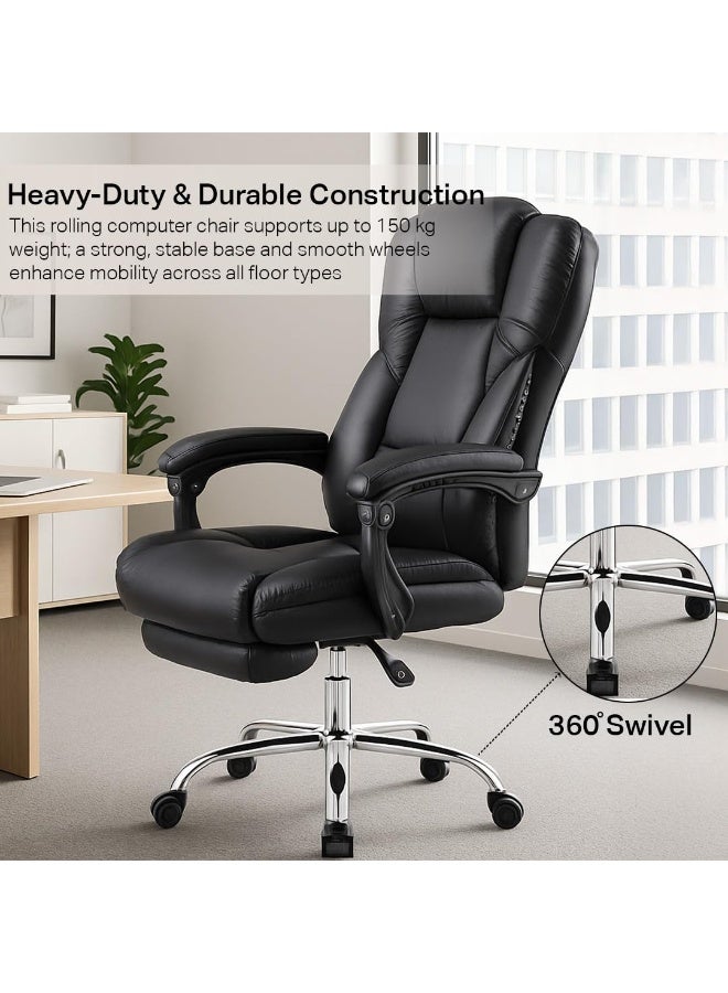 مالتي هوم فيرنيتشر كرسي مكتب مريح باللون الأسود من "مالتي هوم فيرنيتشر" (Multi Home Furniture) – يتميز بمسند للرأس ودعم لأسفل الظهر وإمكانية تعديل الارتفاع وقاعدة دوارة؛ مناسب للاستخدام ككرسي للألعاب، أو للدراسة، أو للكمبيوتر، أو كمكتب منزلي. - Image 5