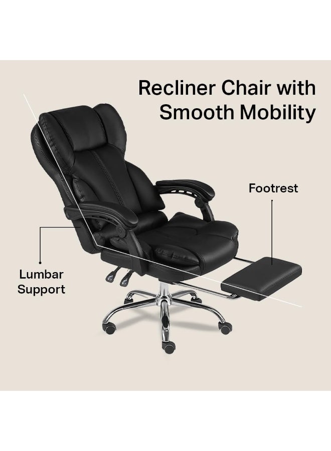 مالتي هوم فيرنيتشر كرسي مكتب مريح باللون الأسود من "مالتي هوم فيرنيتشر" (Multi Home Furniture) – يتميز بمسند للرأس ودعم لأسفل الظهر وإمكانية تعديل الارتفاع وقاعدة دوارة؛ مناسب للاستخدام ككرسي للألعاب، أو للدراسة، أو للكمبيوتر، أو كمكتب منزلي. - Image 3