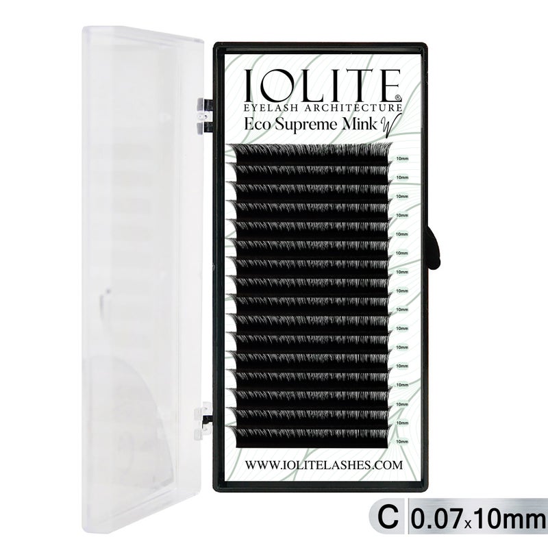 Iolite Eco Supreme Mink W Lashes C Curl – 0.7T Mix & 6mm–15mm | Pre-Fanned Volume Lash Extension Trays for Professional Lash Artists ISMWC7T - 10MM