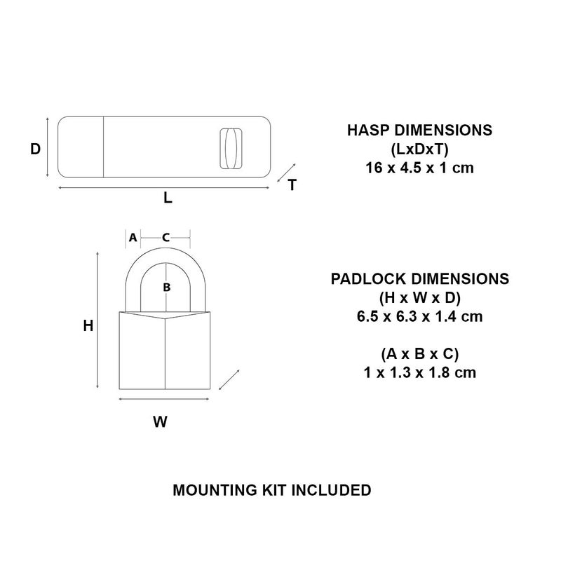 Master Lock 606720EURD Pack Including Door Hinged Hasp and Rectangular Keyed Padlock - Image 4