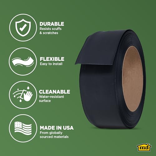 M-D Building Products 4-Inch x 60-Feet Dry Back Vinyl Wall Base, Flexible Dry Back Vinyl Trim with Toe - Easy Install Molding Trim for Floors and Baseboards, Black (73896) - Image 4