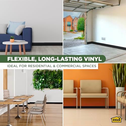 M-D Building Products 4-Inch x 60-Feet Dry Back Vinyl Wall Base, Flexible Dry Back Vinyl Trim with Toe - Easy Install Molding Trim for Floors and Baseboards, Black (73896) - Image 5
