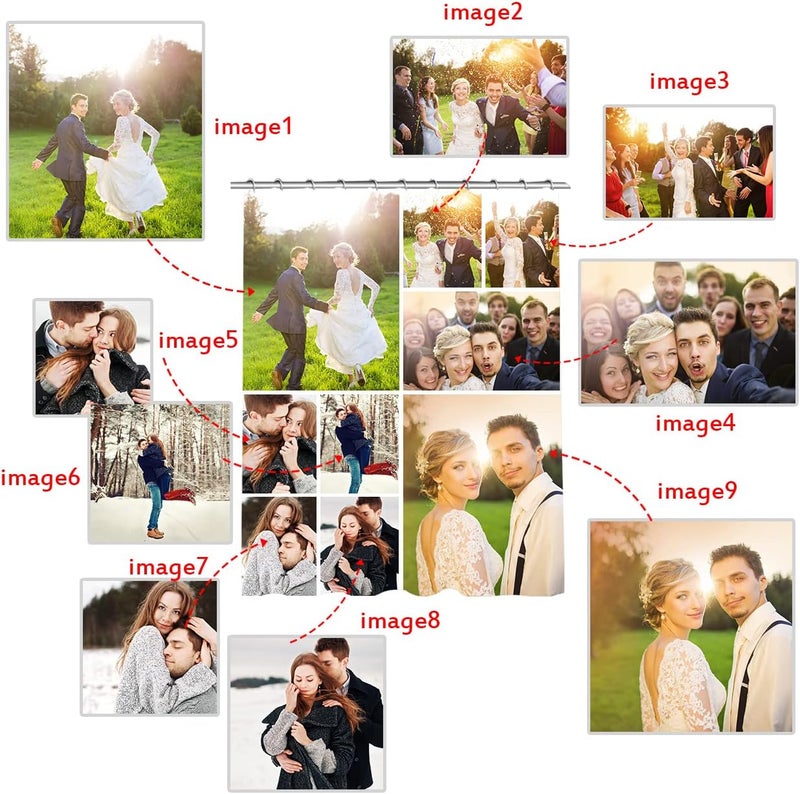 نقل واستخدام معا ستارة دش مخصصة بتصميم صور، ستارة دش صور مخصصة، ستارة دش مخصصة للحمام، ديكور شخصي، مقاومة للما�� مع خطافات، قماش بوليستر، ستارة حمام (تجميع 9 صور بحجم 72×72 بوصة) مدمج وصغير الحجم - Image 4