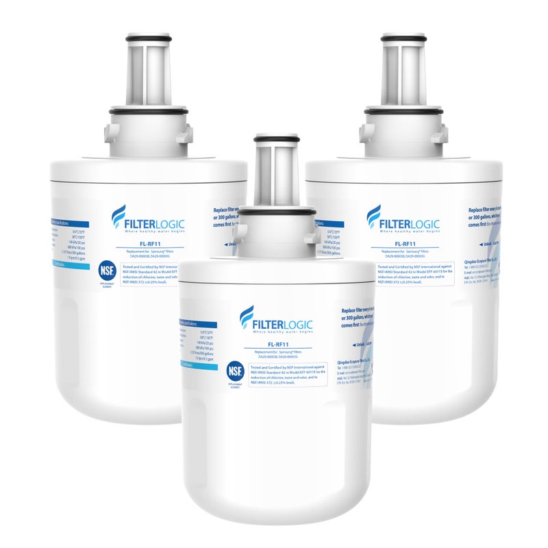 Filterlogic فلتر مياه الثلاجة Filterlogic DA2900003G بديل لثلاجات سامسونج DA2900003G DA2900003B AquaPure Plus RFG237AARS DA2900003F HAFCU1 RFG297AARS RS22HDHPNSR WSS1 عبوة من 3