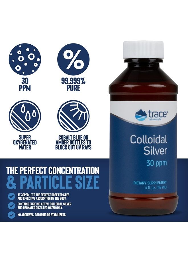 Trace Minerals Colloidal Silver Liquid Spray | 30 PPM Safe Dose Bio-Active Silver Hydrosol Mineral Supplement, 99.99% Pure, Super-Oxygenated, Vegan | 120 Servings, 4 fl oz Bottle (1 Pack) - Image 4