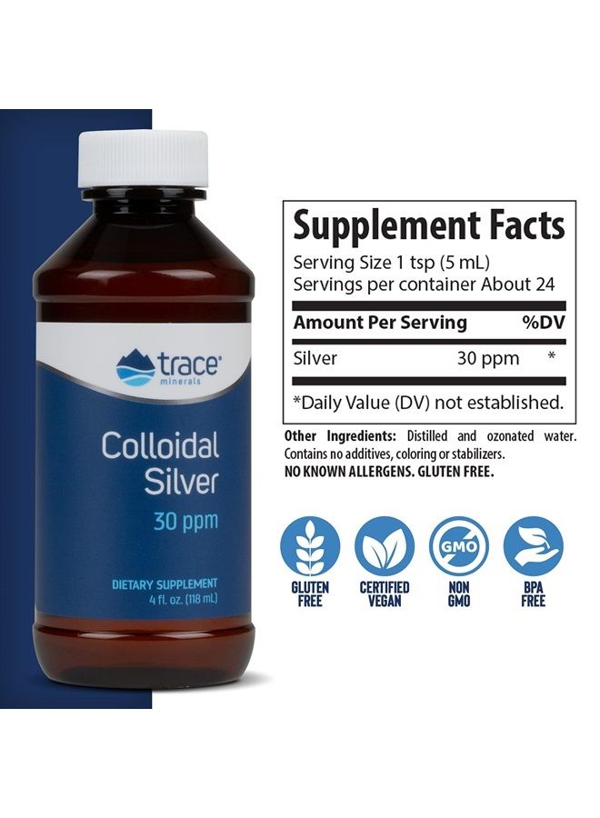 Trace Minerals Colloidal Silver Liquid Spray | 30 PPM Safe Dose Bio-Active Silver Hydrosol Mineral Supplement, 99.99% Pure, Super-Oxygenated, Vegan | 120 Servings, 4 fl oz Bottle (1 Pack) - Image 3