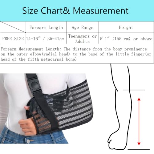 Ledhlth Arm Sling for Broken Arm Torn Rotator Cuff Shoulder Elbow Wrist Injury Mesh Support Brace for Men and Women Black One Size - Image 5