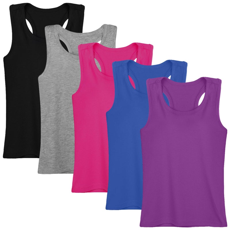 Cooraby 5 Pieces Girls Dance Tank Tops Racerback Sleeveless Tops for Ballet Gymnastics Dancewear - Image 2