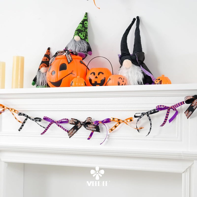 Meedee 3/8 inch 1 inch Halloween Ribbon Set Spooky October Ribbon Assortment 5 Rolls 10 Yards Halloween Crafts, Fall Gift Wrap, Party Decorations, Autumn Wreaths, Trim Bundle, Wreath Bow Supplies - Image 5