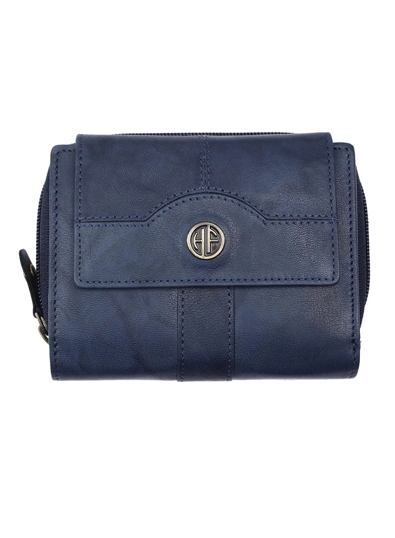 Hammonds Flycatcher  Wallet for Women - Genuine Leather Ladies Wallet - Antique Blue - 14 Card Slots - RFID Protection - 3 ID Card Slots - Women's Wallet - Button Closure - Daily Use, Money Purse | 31XP for Women | Best Price UAE