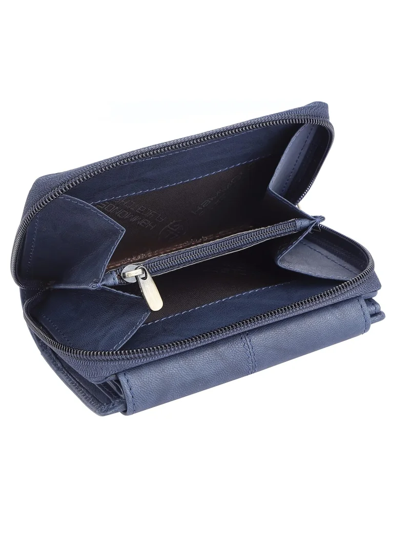 Hammonds Flycatcher  Wallet for Women - Genuine Leather Ladies Wallet - Antique Blue - 14 Card Slots - RFID Protection - 3 ID Card Slots - Women's Wallet - Button Closure - Daily Use, Money Purse | 31XP for Women | Best Price UAE