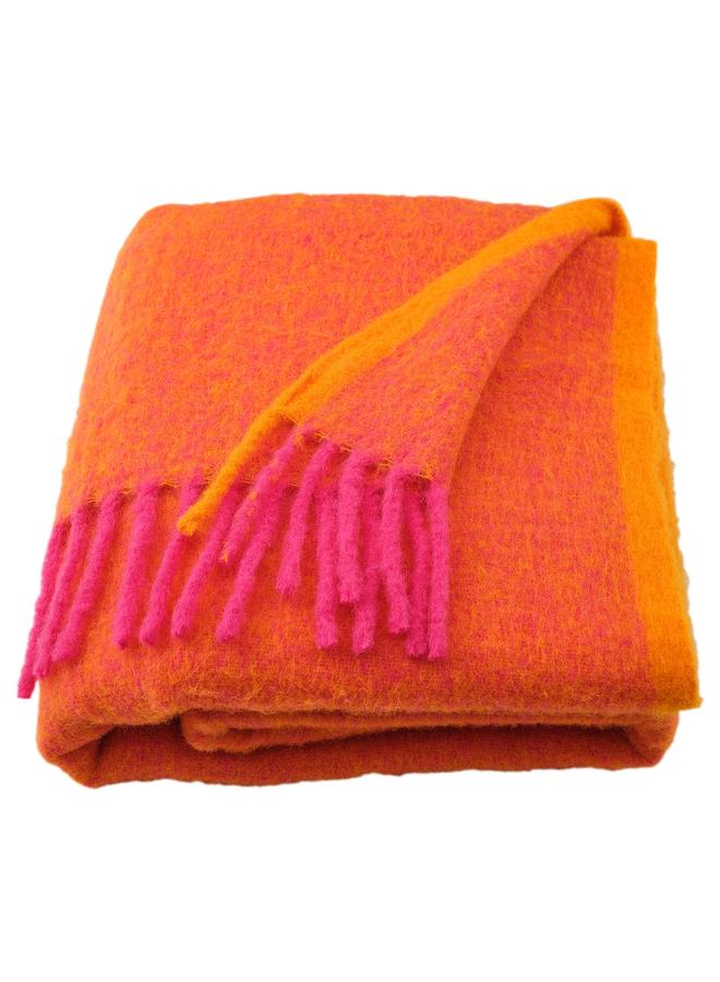 Zaboon Throw, orange/bright pink, 130x170 cm - Image 1
