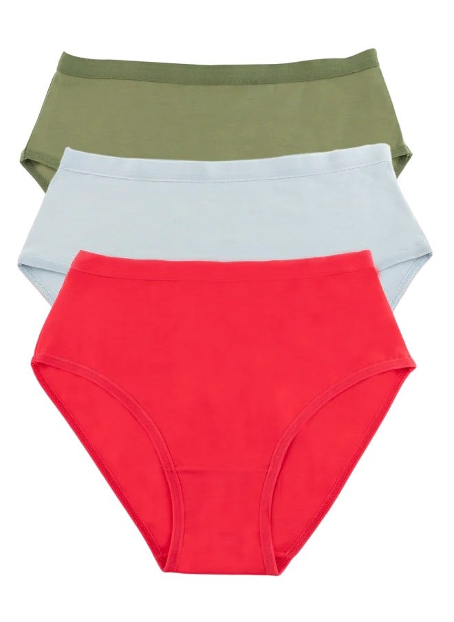 Milk - Pack of 3 Plain Cotton Brief Panties Underwear for Women - Image 1