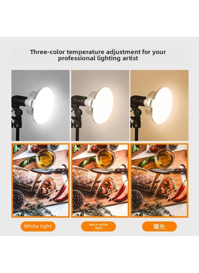 General - Mobile Phone Live Photography Fill Light Bracket E27 Beauty God Girl Metal Remote Control LED Three-color Temperature Mushroom Lamp-Light Source Color:【 2.1m Thickened Mushroom Lamp Set】 120mm - Image 1