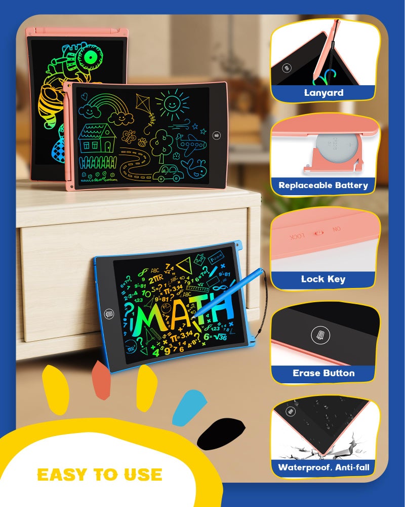 bravokids Toys Gifts for 3-6 Years Old Girls Boys, 3 Pack LCD Writing Tablet with 6 Stylus, 8.5 inch Colorful Doodle Board Drawing Pad for Age 3 4 5 6 7 8 Years Old Kids - Image 4
