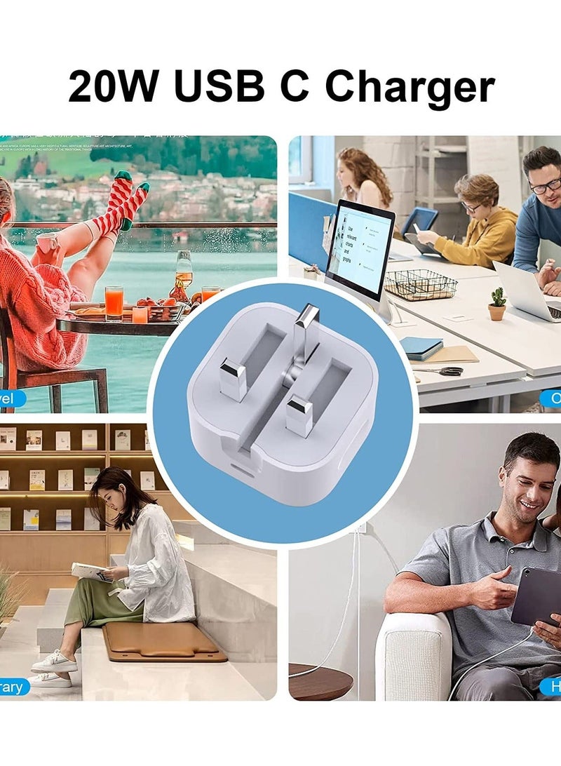 MUNTAQI USB C Fast Charger Plug, 20W Foldable Type C Power Adapter, PD 3.0 Wall Plug Quick Charging with 1M Charging Cable for iPhone 13/13 Mini/13 Pro/13 Pro Max/12 Mini/12 Pro/iPad Pro - Image 4