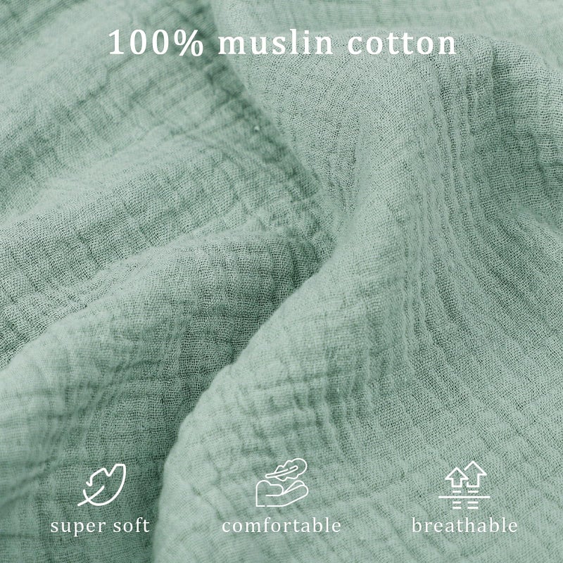 غطاء أريكة الأطفال من Hooyax Muslin، عبوة من قطعتين غطاء عضوي قابل للإزالة لحديثي الولادة، أغطية مقاعد أرضية مبطنة للأطفال حديثي الولادة للأولاد والبنات (أخضر فاتح وورقة) - Image 2