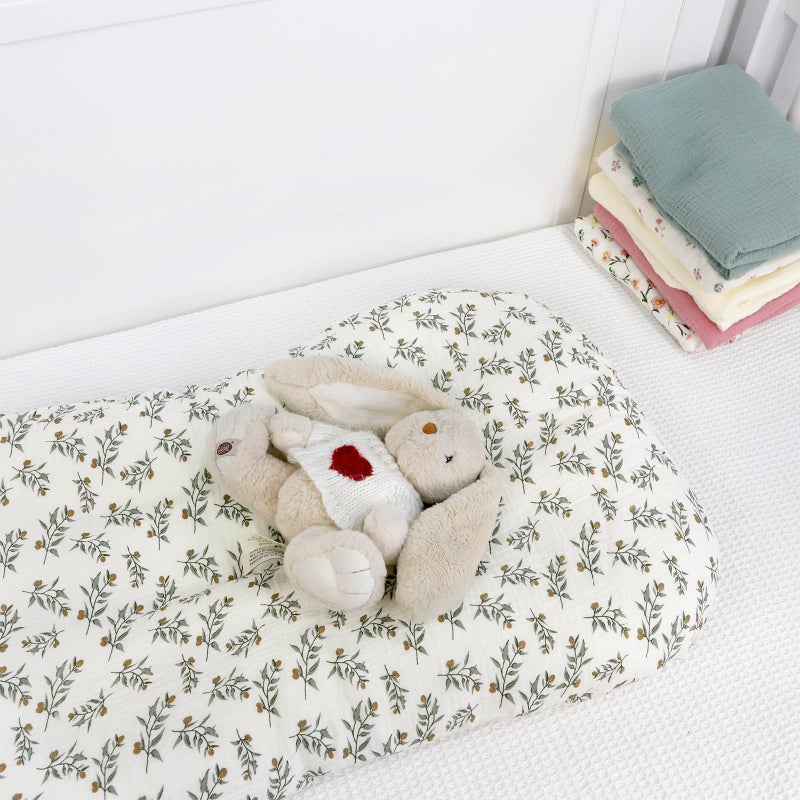 غطاء أريكة الأطفال من Hooyax Muslin، عبوة من قطعتين غطاء عضوي قابل للإزالة لحديثي الولادة، أغطية مقاعد أرضية مبطنة للأطفال حديثي الولادة للأولاد والبنات (أخضر فاتح وورقة) - Image 5