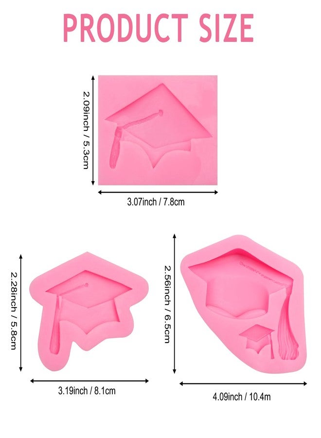 Xcake Lcook Graduation Cap Silicone Molds, Diploma Hat Fondant Molds for Cake Decorating Cake Topper Decoration Chocolate Gum Past Set of 3 - Image 2