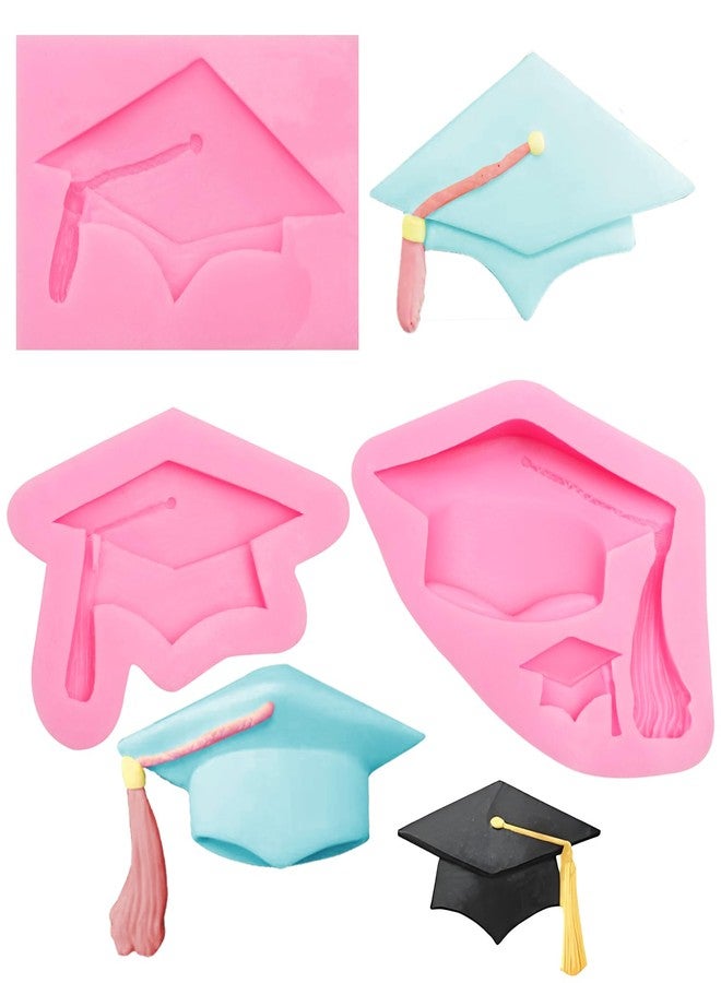 Xcake Lcook Graduation Cap Silicone Molds, Diploma Hat Fondant Molds for Cake Decorating Cake Topper Decoration Chocolate Gum Past Set of 3 - Image 1
