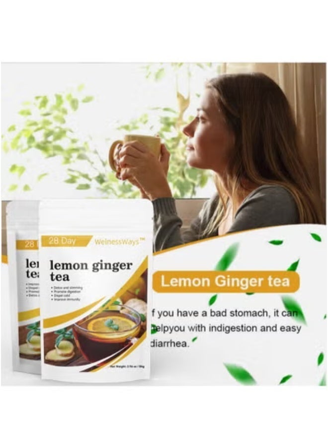 WelnessWays Lemon Ginger Tea Herbal Weight Loss Net Weight: 2.96 oz / 84g - Image 3