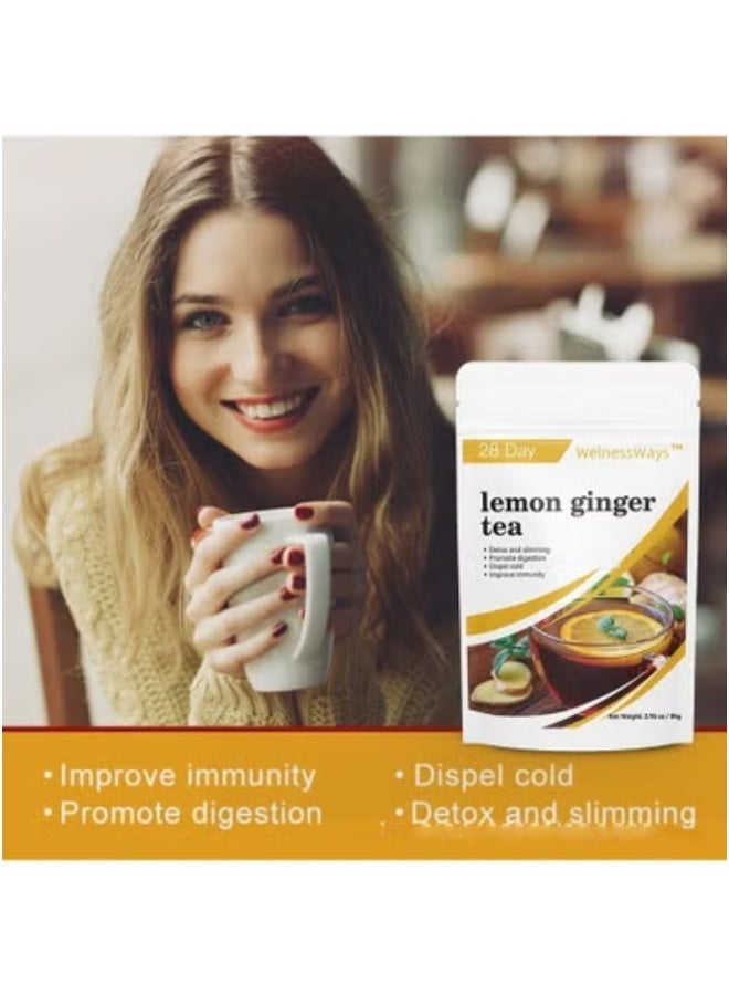 WelnessWays Lemon Ginger Tea Herbal Weight Loss Net Weight: 2.96 oz / 84g - Image 4