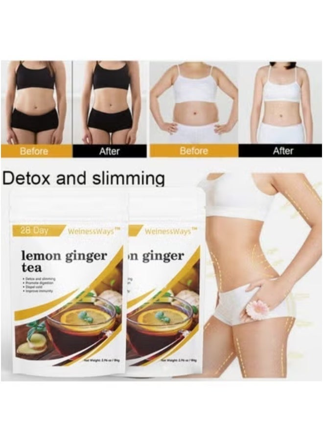 WelnessWays Lemon Ginger Tea Herbal Weight Loss Net Weight: 2.96 oz / 84g - Image 2