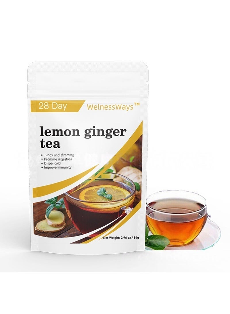 WelnessWays Lemon Ginger Tea Herbal Weight Loss Net Weight: 2.96 oz / 84g - Image 1