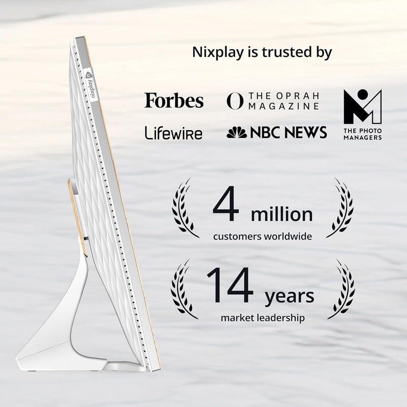 Nixplay Digital Touch Screen Picture Frame with WiFi  101 Photo Frame Connecting Families  Friends WhiteWood - Image 4