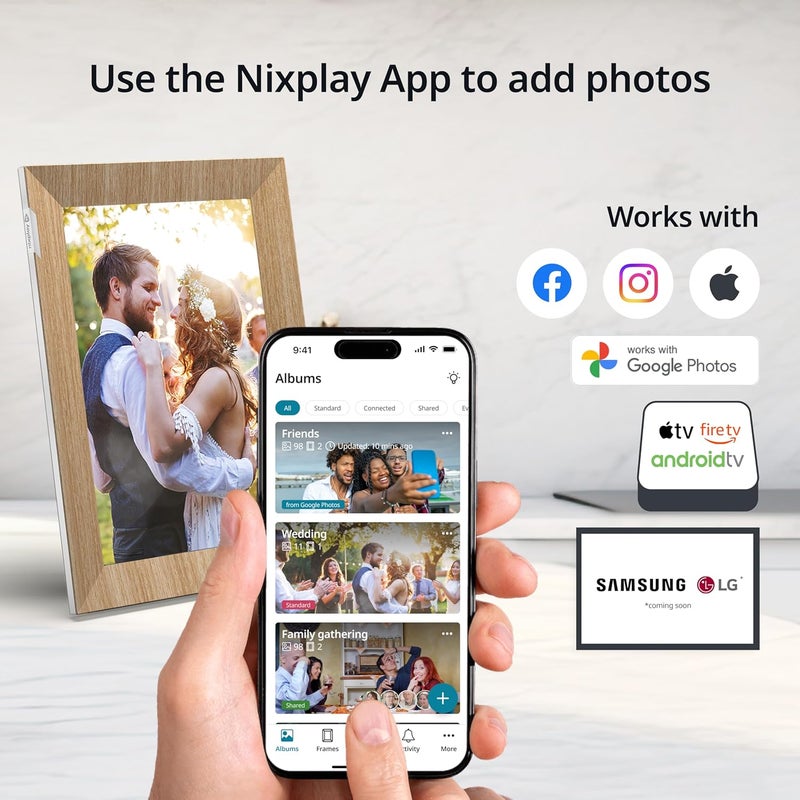 Nixplay Digital Touch Screen Picture Frame with WiFi  101 Photo Frame Connecting Families  Friends WhiteWood - Image 5