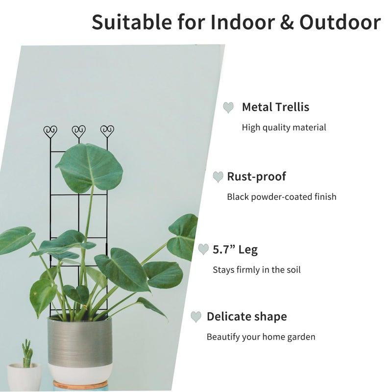 Hensal 2 Pack 30'' Plant Trellis for Climbing Plants Indoors, Metal Garden Trellis for Potted Houseplant, Rustproof Plant Support for Ivy, Vines, Pothos, Hoya and Flower, Black - Image 5