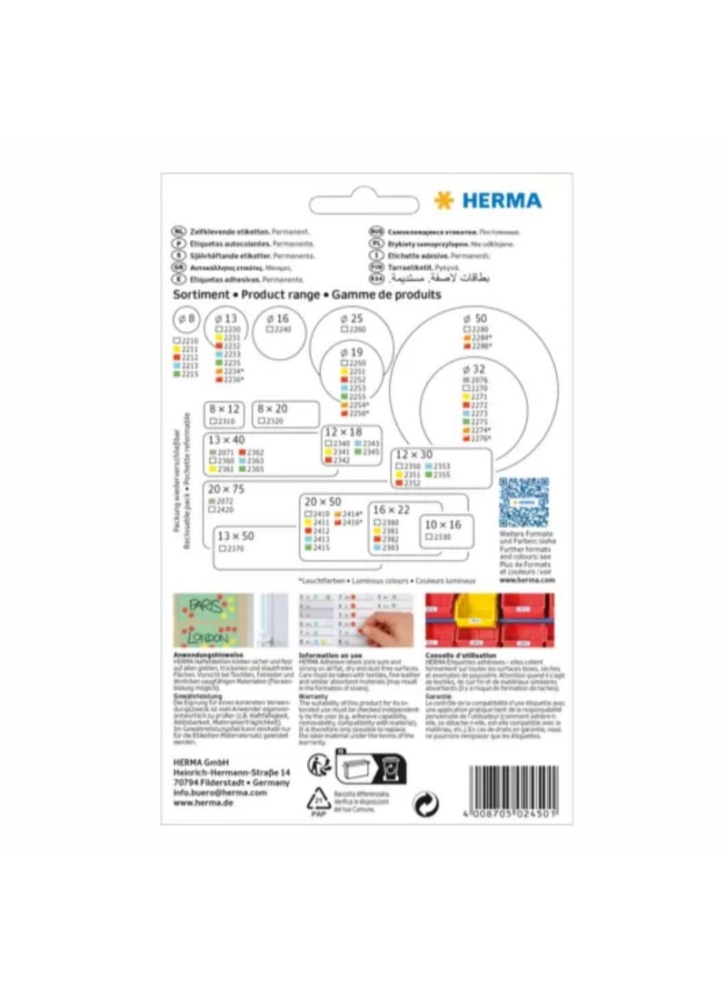 هيرما ملصقات متعددة الأغراض 25 × 40 مم، بيضاء، لاصقة دائمة، للكتابة اليدوية - Image 2