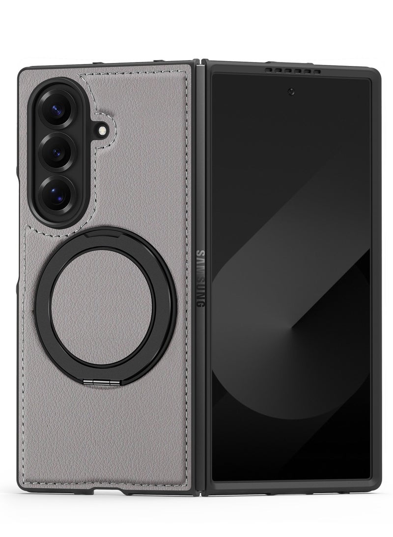 360° Magnetic Rotating Stand Case For Samsung Z Fold 7  with Leather Finish - Image 2