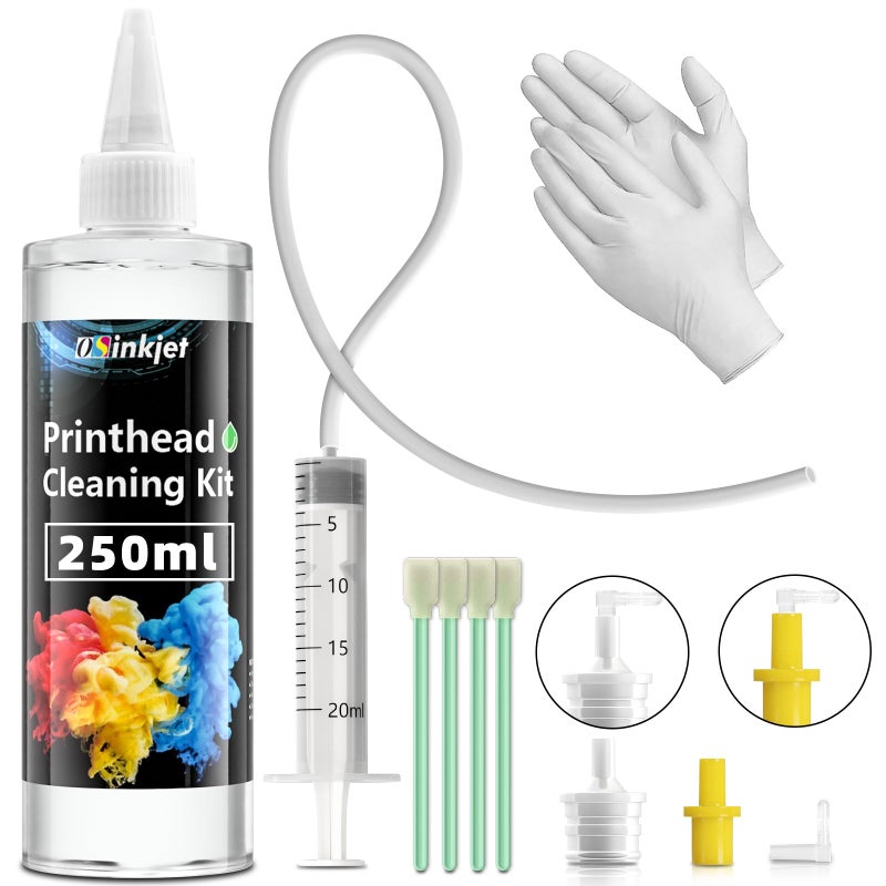 Osinkjet Printhead Cleaning Kit for Epson, 250ml Printer Cleaning kit for HP, Print Head Cleaning Solution for Canon, Printer Head Cleaner for Brother Inkjet Printers Nozzle - Image 1