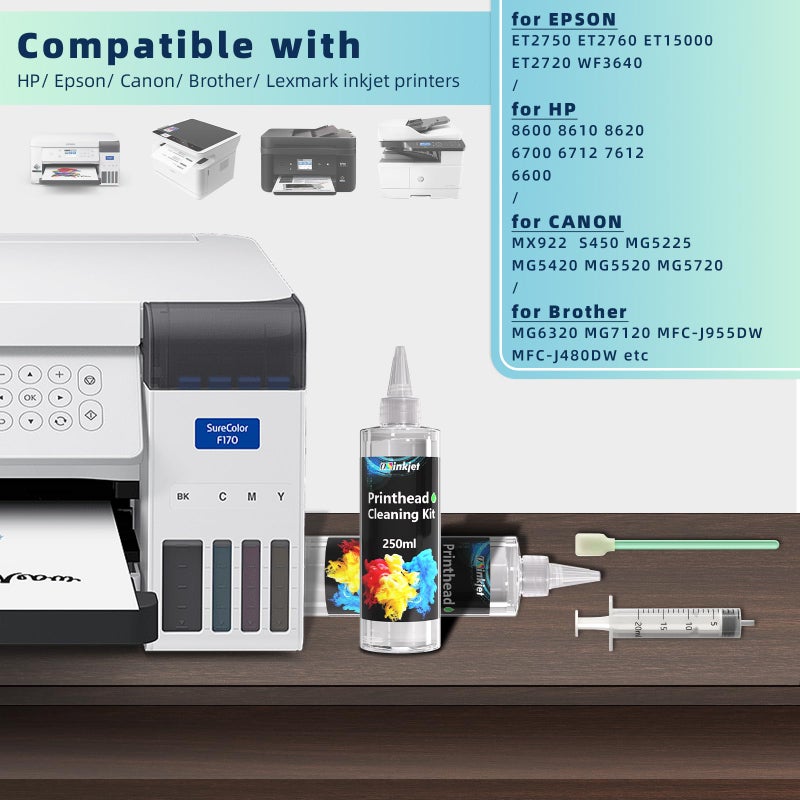 Osinkjet Printhead Cleaning Kit for Epson, 250ml Printer Cleaning kit for HP, Print Head Cleaning Solution for Canon, Printer Head Cleaner for Brother Inkjet Printers Nozzle - Image 5
