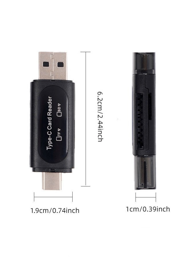 قارئ بطاقة الذاكرة الرقمية المؤمنة 2 في 1 USB 3.0 USB سي تي جي فتحة مزدوجة TF مايكرو SD SDXC SDHC مايكرو SDXC SDHC الوسائط المتعددة متوافقة مع ماك بوك ديل XPS سامسونج هواوي سوني جوجل بلاك - Image 3