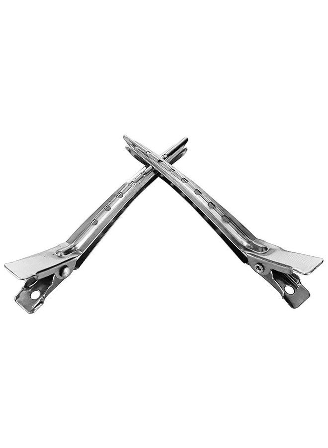 Ruby Face RUBYFACE Professional Salon Hair Styling Steel Silver Section Clips Duck Bill Clips, Metall Clips With Holes For Hair Styling, Hair Coloring For Women, Silver Pack Of 12 Big size - Image 4