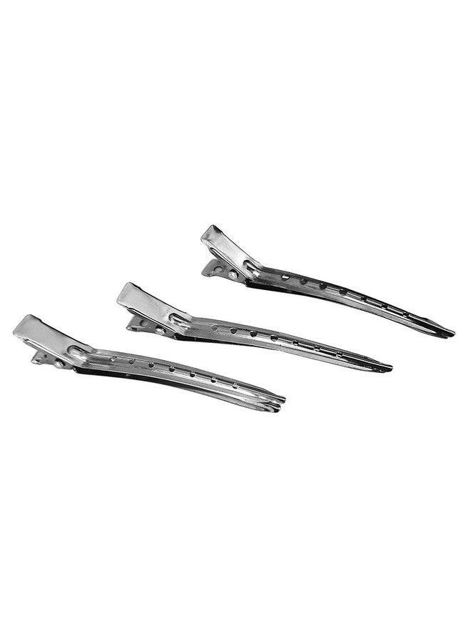 Ruby Face RUBYFACE Professional Salon Hair Styling Steel Silver Section Clips Duck Bill Clips, Metall Clips With Holes For Hair Styling, Hair Coloring For Women, Silver Pack Of 12 Big size - Image 5