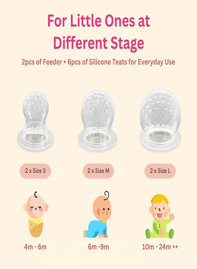 NatureBond Baby Food Feeder/Fruit Feeder Pacifier Nibbler (2 Pack) - Infant Teething Toy Teether Weaning in Appetizing Colors | + Additional Silicone Sacs - Image 3