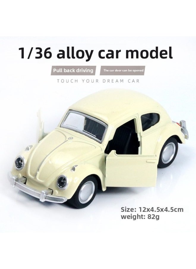 Bulk Alloy Car Model Classic Car Door Back Force Children's Toy Car Cake Decoration Car Ornaments-Color:[Bag] Beetle Beetle White  - Image 1