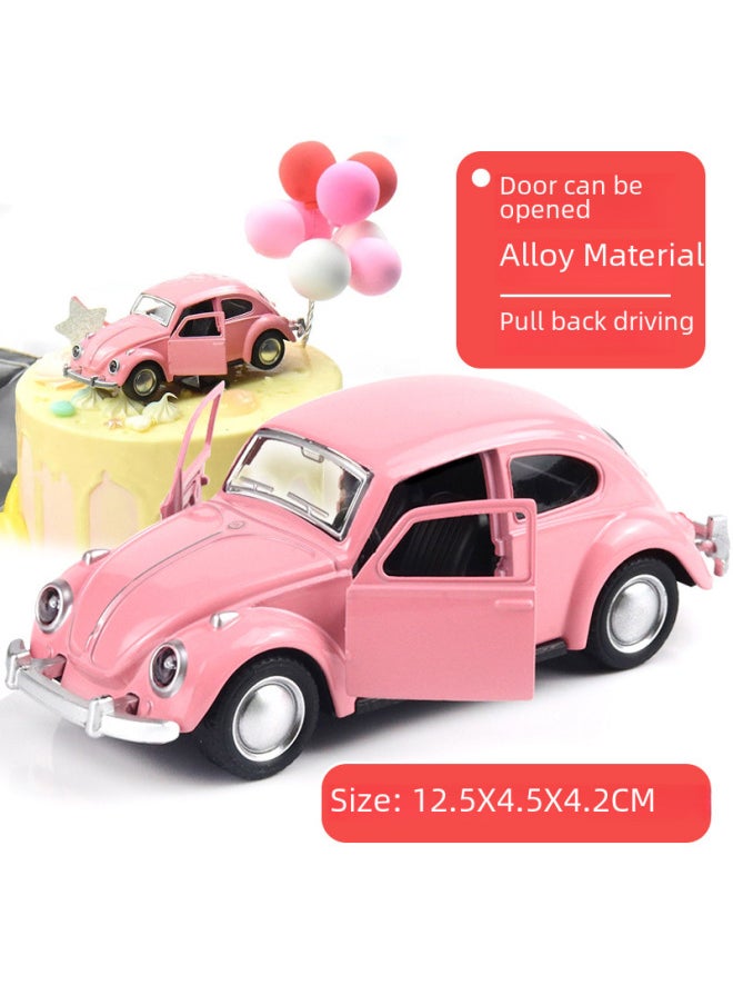 Bulk Alloy Car Model Classic Car Door Back Force Children's Toy Car Cake Decoration Car Ornaments-Color:[Bag] Beetle Beetle White  - Image 3
